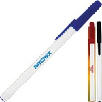 Custom Imprinted 1 Day Service White Barrel Stick Pens!