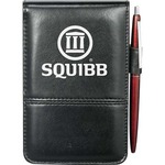 Custom Imprinted 1 Day Service Leatherette Pocket Jotters with Nickel Metal Rings!