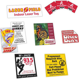 Decals and Stickers from 351 to 500 Square Inches, Custom Imprinted With Your Logo!