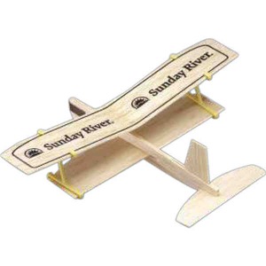 Eight-inch Balsa Wood Bi-plane Airplanes, Custom Imprinted With Your Logo!