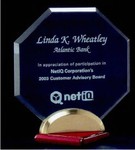 Custom Engraved Octagon Series Piano Finish Base with Gold Metal Accents
