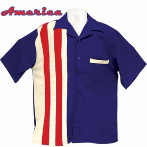 Custom Printed American US Flag Bowling Shirts