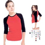 Custom Imprinted American Apparel Baby Rib 3/4 Inch Sleeve Ragian Shirts For Women!