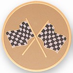 Custom Engraved Checkered Flags Racing Emblems and Seals!