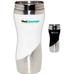 Custom Imprinted Curve Tumbler Travel Mugs with Leak Resistant Lids!