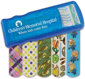 Made in America Bandage Dispensers With Character Bandages, Custom Designed With Your Logo!