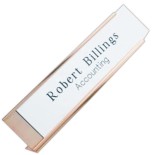 Metal Desk Name Plate Holders, Custom Imprinted With Your Logo!