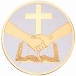 Custom Engraved Partners in Faith Cross and Book Emblems and Seals!
