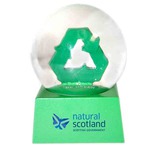 Custom Printed Recycle Symbol Shaped Stock Snow Globes!