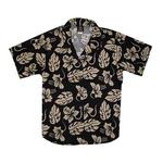 Womens Black And Tan Hawaiian Camp Shirts