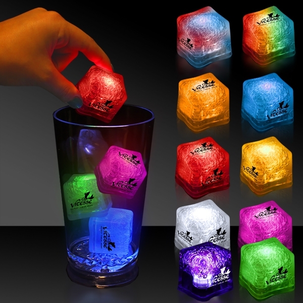 Blue Econo Glow Light Up Ice Cubes, Custom Printed With Your Logo!