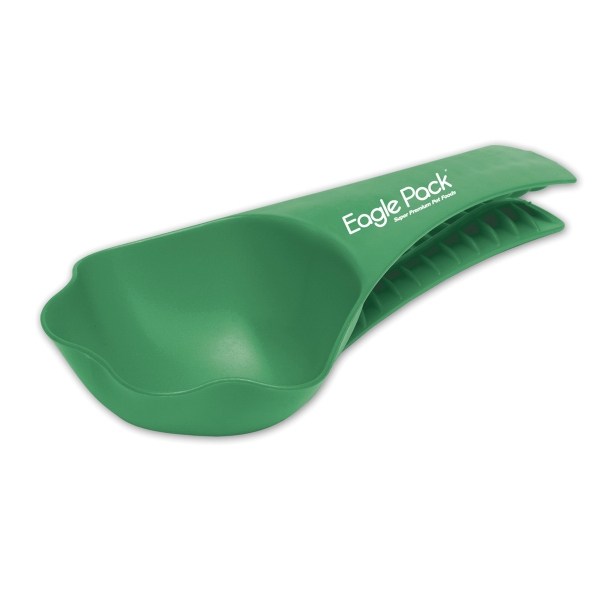 American Made Pet Food Scoops And Clips, Custom Printed With Your Logo!