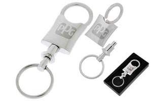 1 Day Service Triangular Metal Valet Double Keychains, Custom Decorated With Your Logo!