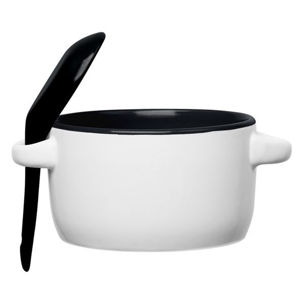 Ceramic Soup Mugs with Removable Spoons, Custom Imprinted With Your Logo!