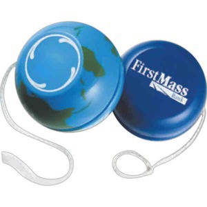 World and Globe Yo Yos, Custom Printed With Your Logo!