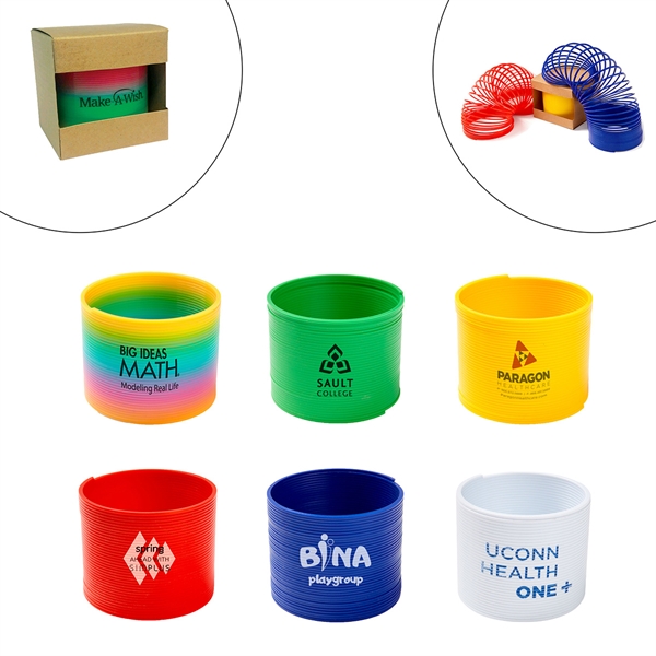 Colored Plastic Slinkys, Custom Made With Your Logo!