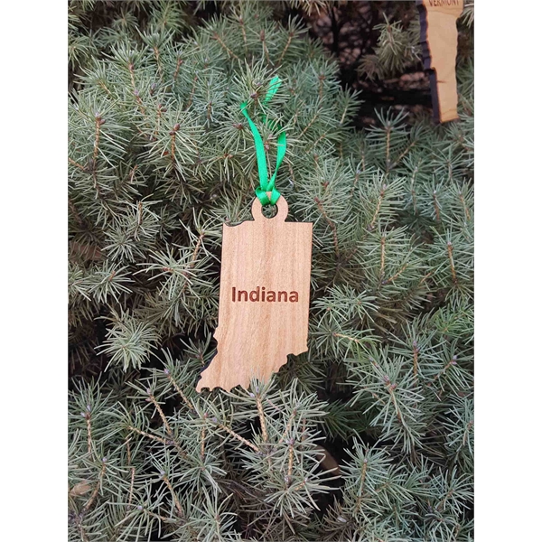 Indiana State Shaped Ornaments, Custom Imprinted With Your Logo!