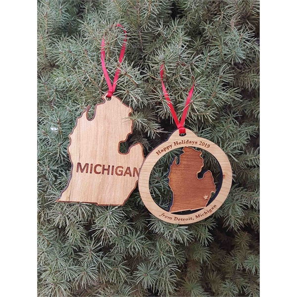 Michigan State Shaped Ornaments, Custom Imprinted With Your Logo!