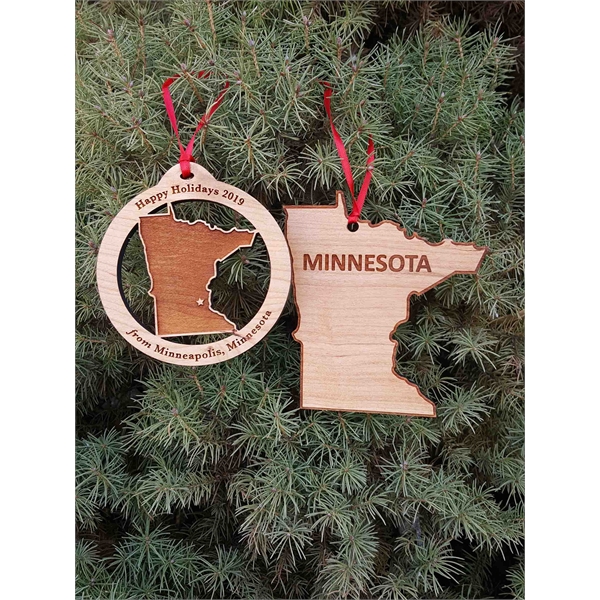 Minnesota State Shaped Ornaments, Custom Imprinted With Your Logo!