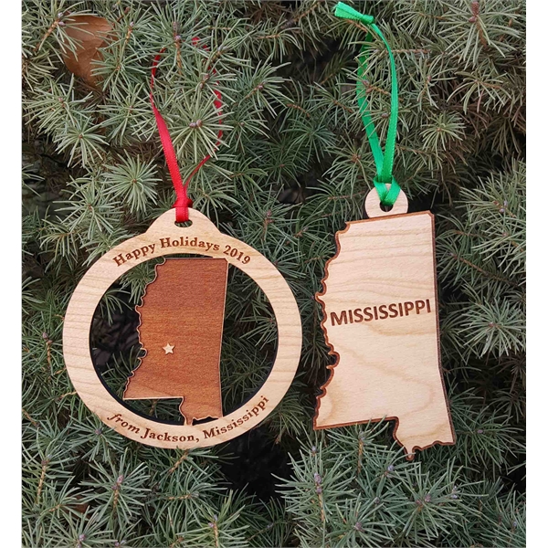 Mississippi State Shaped Ornaments, Custom Imprinted With Your Logo!