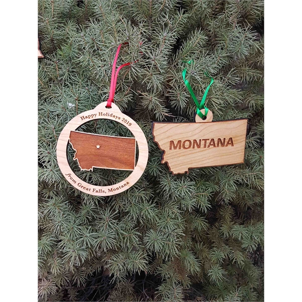 Montana State Shaped Ornaments, Custom Imprinted With Your Logo!