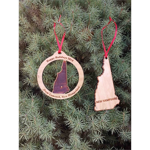 New Hampshire State Shaped Ornaments, Custom Imprinted With Your Logo!