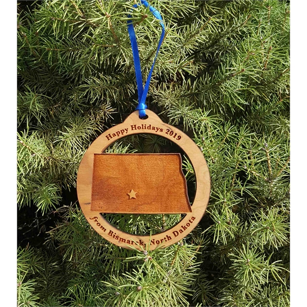 North Dakota State Shaped Ornaments, Custom Imprinted With Your Logo!