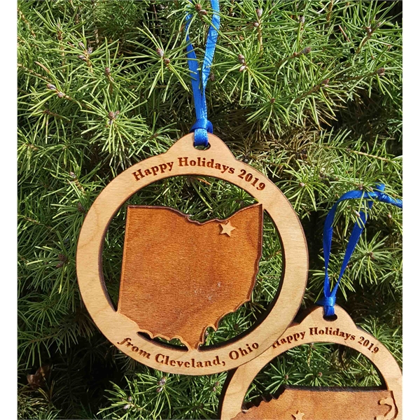 Ohio State Shaped Ornaments, Custom Imprinted With Your Logo!