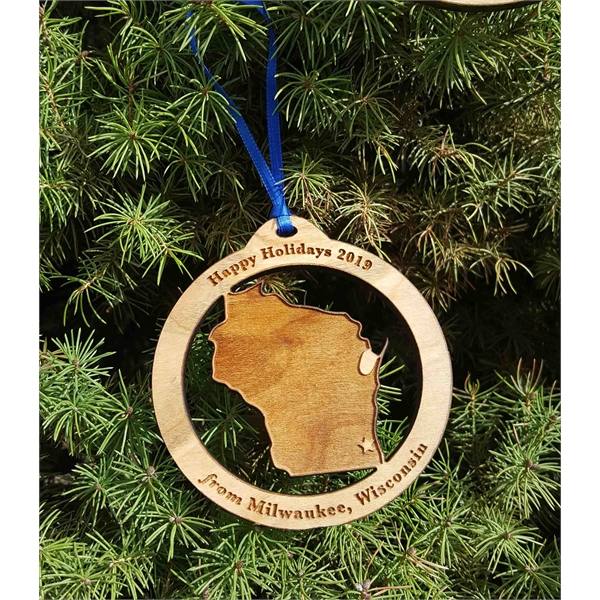 Wisconsin State Shaped Ornaments, Custom Imprinted With Your Logo!