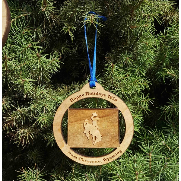 Wyoming State Shaped Ornaments, Custom Imprinted With Your Logo!
