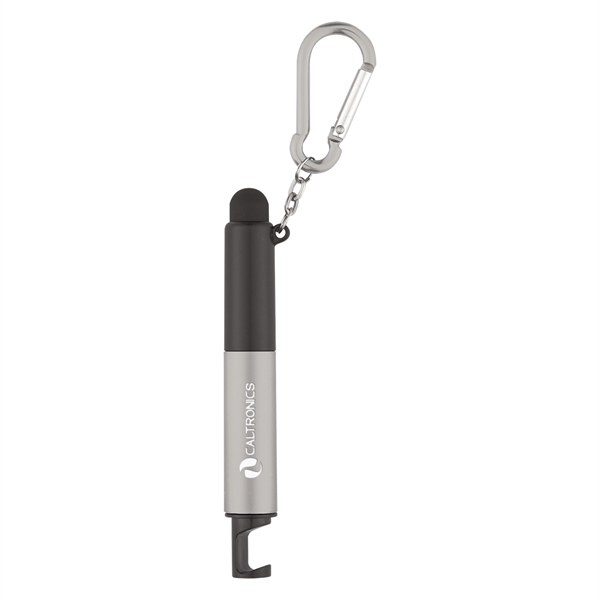 4-in-1 pen with a stylus, light, phone holder, light-up pen, and carabiner attachment, Custom Imprinted With Your Logo!