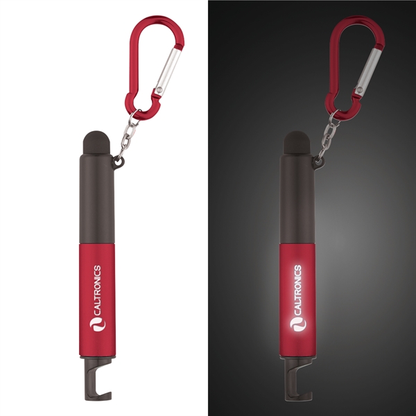 4-in-1 pen with a stylus, light, phone holder, light-up pen, and carabiner attachment, Custom Imprinted With Your Logo!