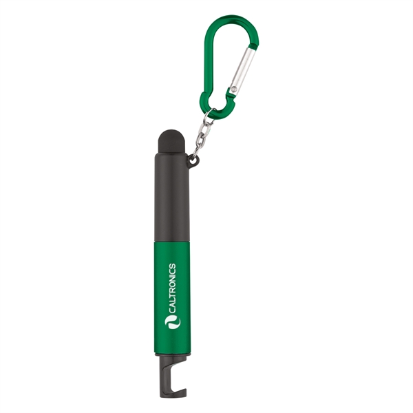 4-in-1 pen with a stylus, light, phone holder, light-up pen, and carabiner attachment, Custom Imprinted With Your Logo!