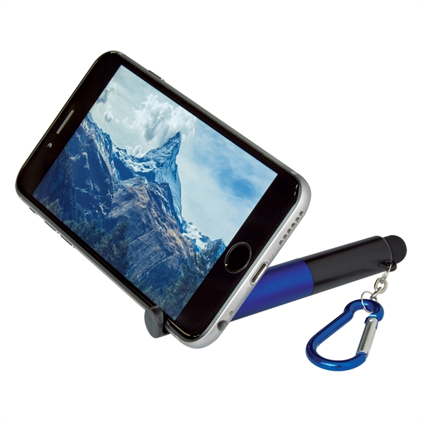 4-in-1 pen with a stylus, light, phone holder, light-up pen, and carabiner attachment, Custom Imprinted With Your Logo!
