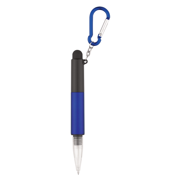 4-in-1 pen with a stylus, light, phone holder, light-up pen, and carabiner attachment, Custom Imprinted With Your Logo!