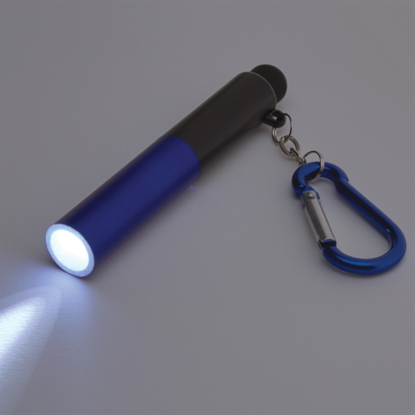 4-in-1 pen with a stylus, light, phone holder, light-up pen, and carabiner attachment, Custom Imprinted With Your Logo!