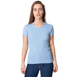 Custom Printed American Apparel Baby Rib Basic S/S T-Shirts For Women