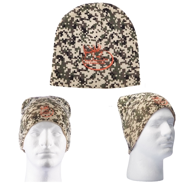 Camouflage Knit Caps, Custom Printed With Your Logo!