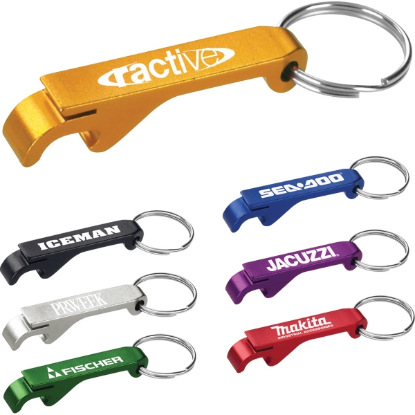 Aluminum Bottle and Can Opener Key Rings, Custom Printed With Your Logo!