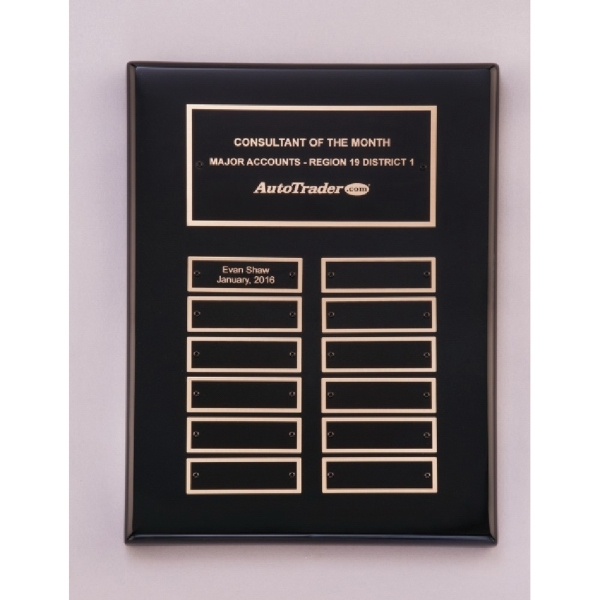 Black Piano Finish Perpetual Plaque, Custom Decorated With Your Logo!