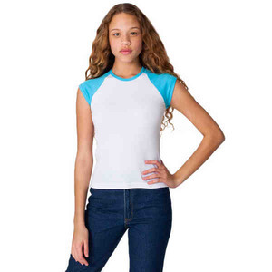 Custom Printed American Apparel Baby Rib Cap Sleeve Ragian Shirts For Women