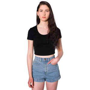 Custom Printed American Apparel Baby Rib Crop Tops For Women