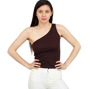 American Apparel Baby Rib One Shoulder Tank Tops For Women, Custom Imprinted With Your Logo!