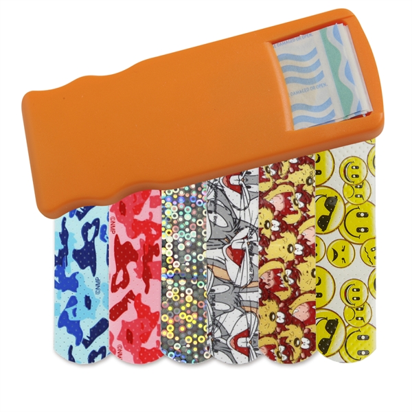 Bandage Dispensers with Pattern Bandages For Under A Dollar, Custom Imprinted With Your Logo!