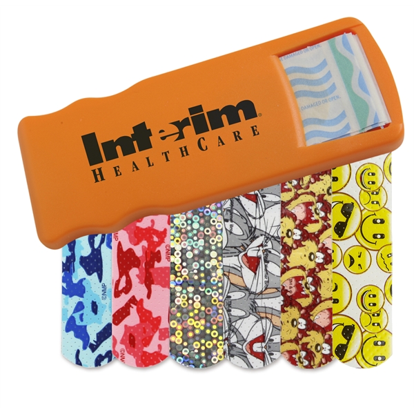 Bandage Dispensers with Pattern Bandages For Under A Dollar, Custom Imprinted With Your Logo!