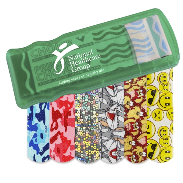 Bandage Dispensers with Pattern Bandages For Under A Dollar, Custom Imprinted With Your Logo!