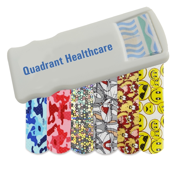 Made in America Bandage Dispensers With Character Bandages, Custom Designed With Your Logo!