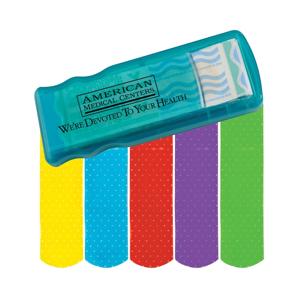 Bandage Dispensers with Colored Bandages For Under A Dollar, Custom Imprinted With Your Logo!