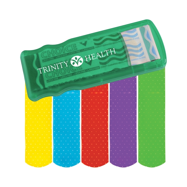 Bandage Dispensers with Colored Bandages For Under A Dollar, Custom Imprinted With Your Logo!