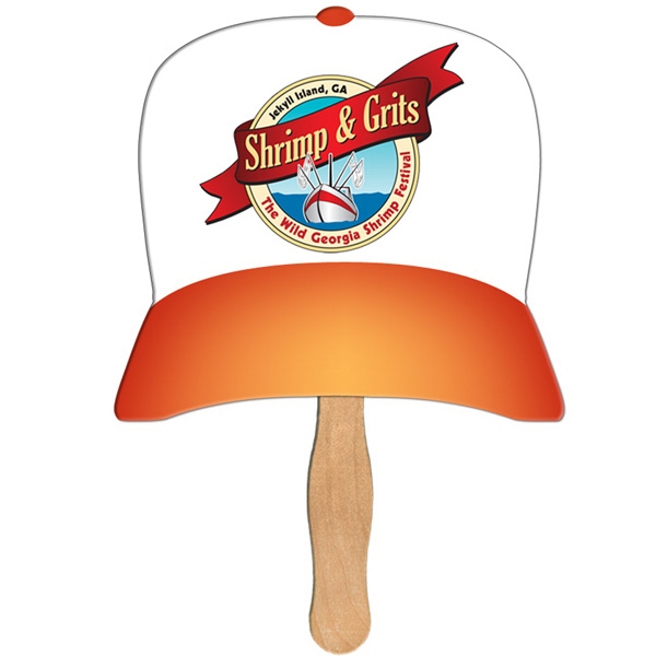 Baseball Cap Stock Shaped Paper Fans, Personalized With Your Logo!